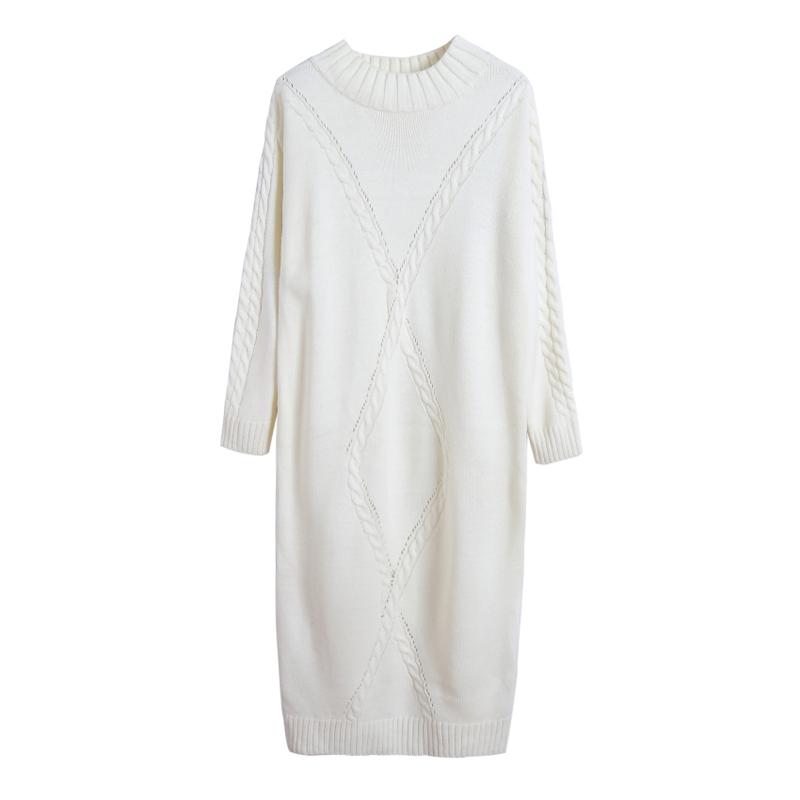 Casual Dresses PERHAPS U Knitted Black White Crew Neck Midi Sweater Dress Autumn Winter Elegant Long Sleeve Stragiht Loose D1372
Casual Dresses PERHAPS U Knitted Black White Crew Neck Midi Sweater Dress Autumn Winter Elegant Long Sleeve Stragiht Loose D1372