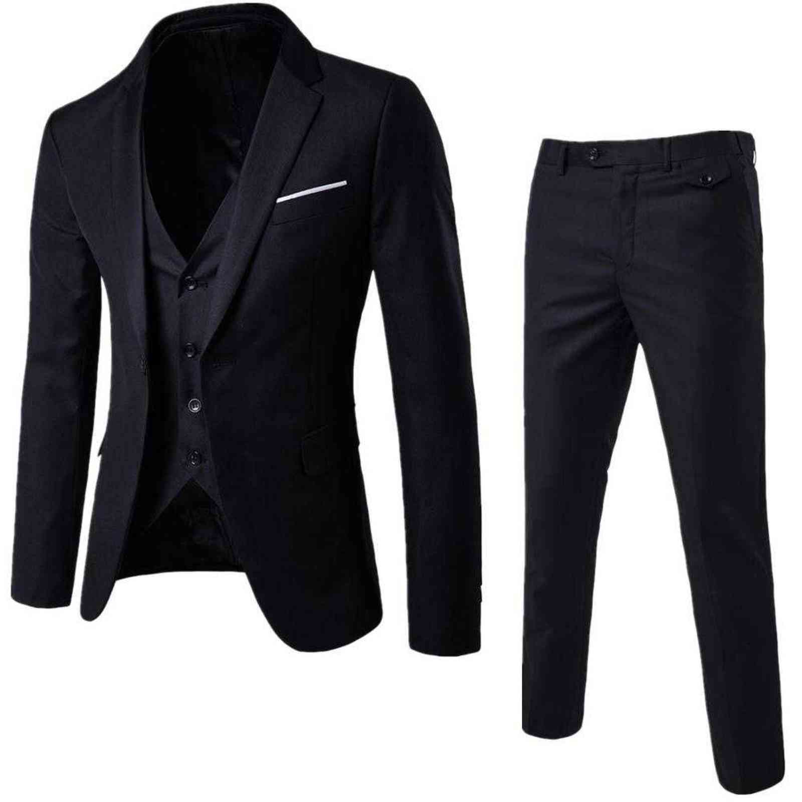 Burgundy Men's Suit Groom Wear Tuxedos 3 Piece Wedding Suits Groomsmen Man Formal Business Suit For Men (Jacket+Pant +vest) 211120