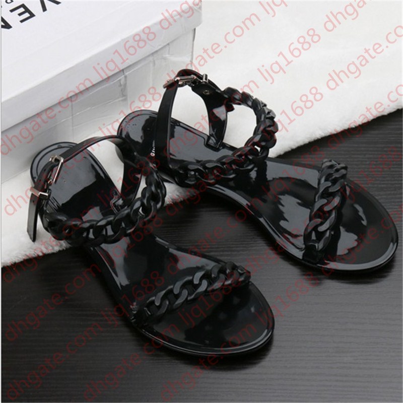 2021 Summer Plastic chain beach shoes candy color jelly sandals flat bottomed out fashion, Black
2021 Summer Plastic chain beach shoes candy color jelly sandals flat bottomed out fashion, Black