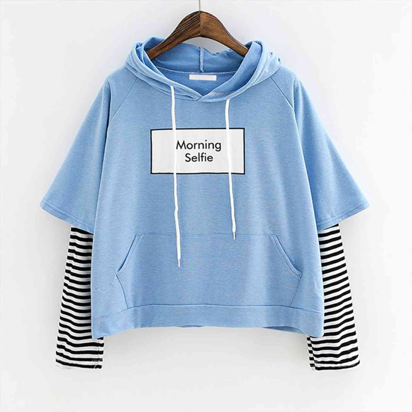 morning selfie moletom striped womens sweatshirt patchwork with front pocket crop hoodie drop 0807, Black
morning selfie moletom striped womens sweatshirt patchwork with front pocket crop hoodie drop 0807, Black