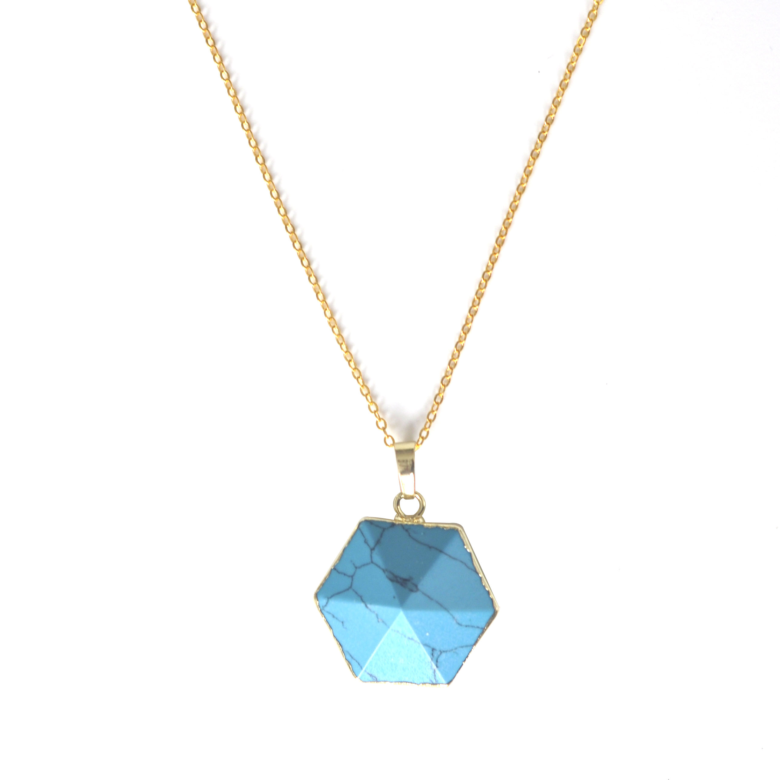 Hexagonal pyramid Crystal Necklace Pendant Necklaces Charm Luminous Alloy Stone in The Dark Gift for girls and Woman