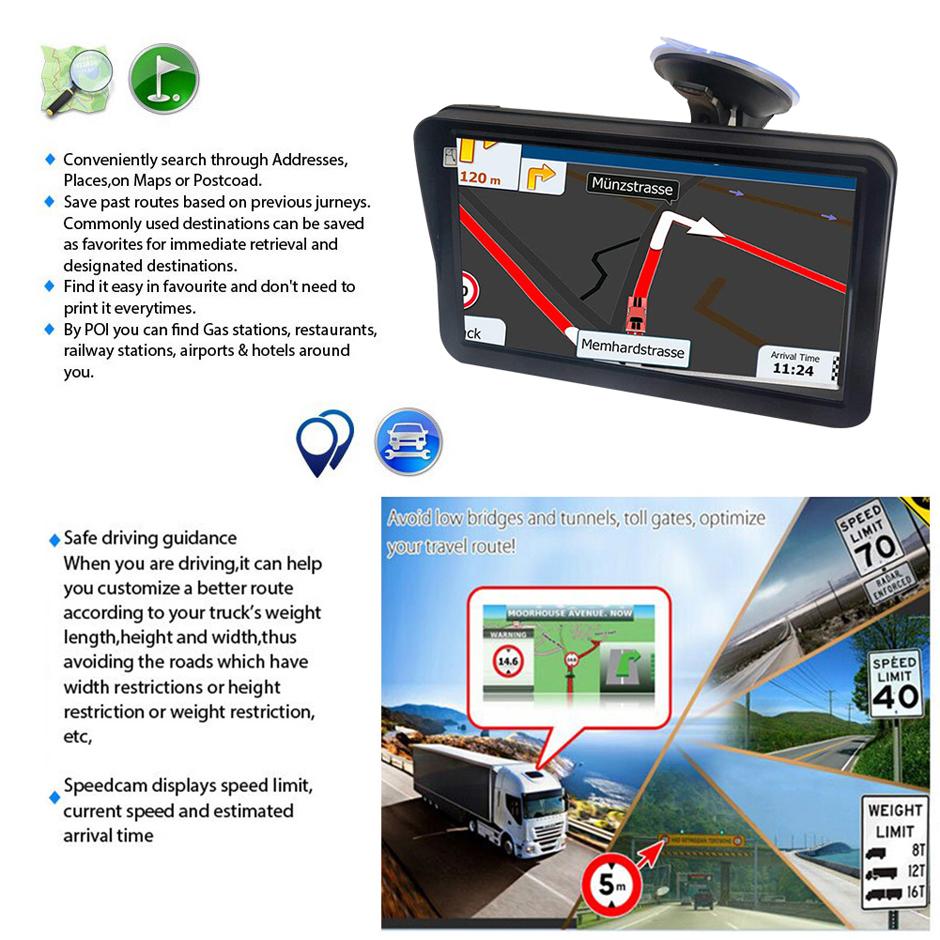 XINMY 9 Inch Truck GPS Navigator With Sunshade Shield Auto Car Sat Nav FM Bluetooth AVIN Navigation Built-in 8G Maps