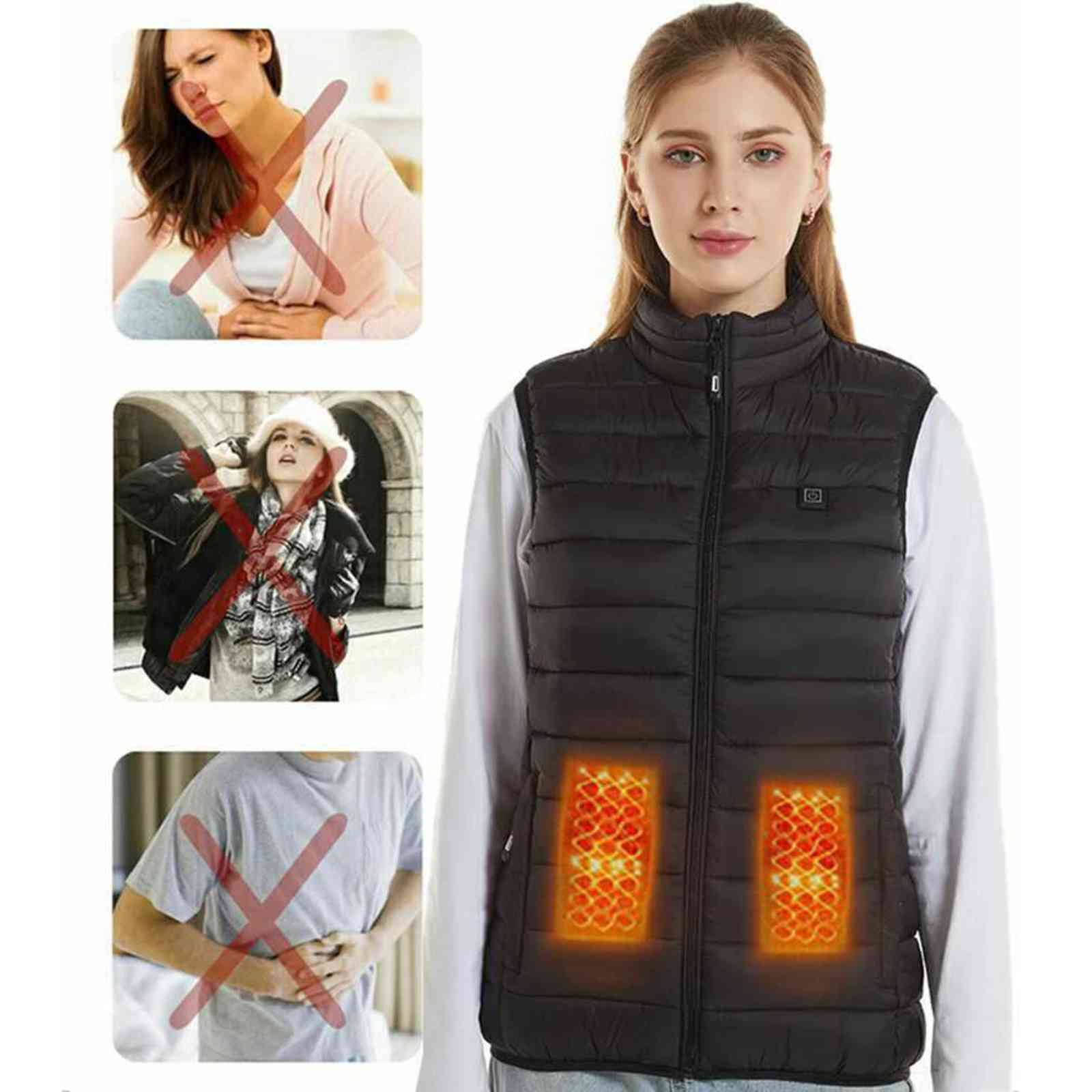 Winter Outdoor Men Electric Heated Jacket USB Heating Vest Winter Thermal Clothes Feather Camping Hiking Warm Hunting Jacket 211119