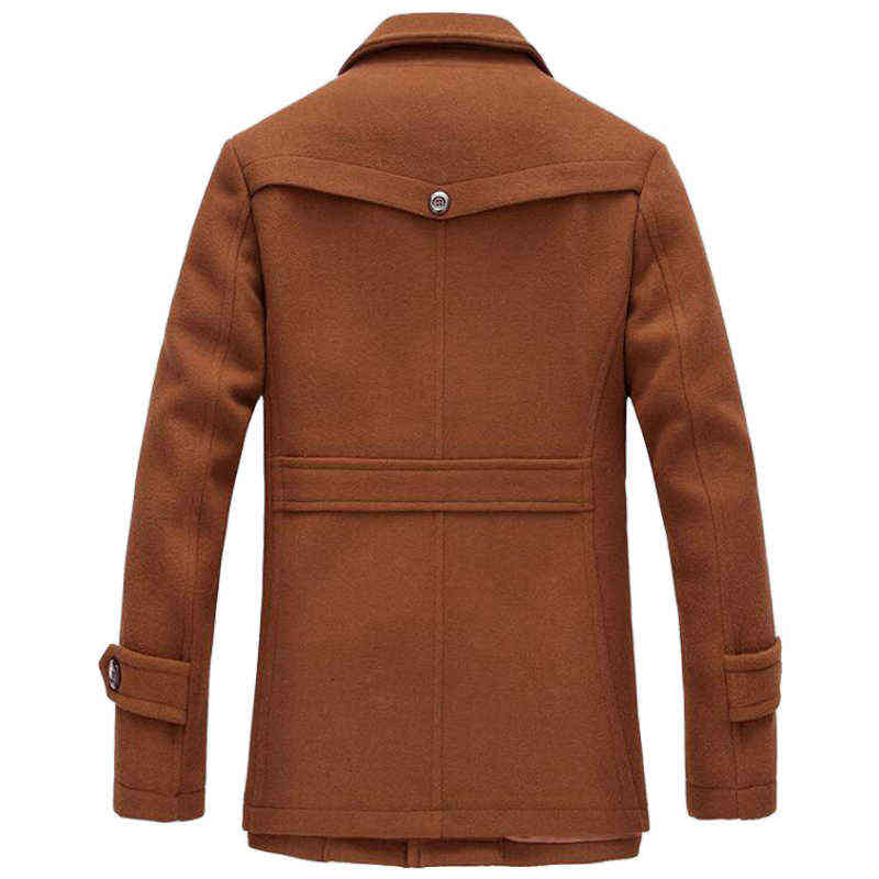 Mens Overcoat Winter Wool Coat Slim Fit Jackets Fashion Outerwear Warm Man Casual Jacket Overcoat Pea Coat Plus Size M-4XL 211122