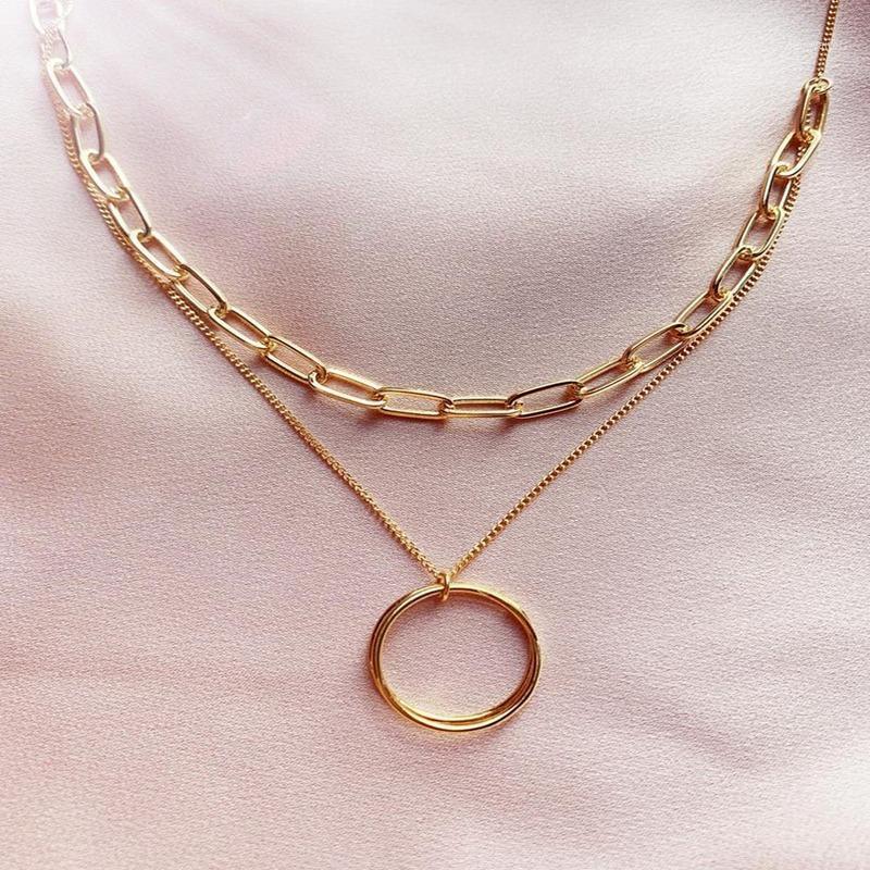 Circle Woman Necklace Layered Bridal Necklaces Chain High Quality Pendant Girls Jewelry Gold Color Trendy Kpop Alloy Collares Chains
Circle Woman Necklace Layered Bridal Necklaces Chain High Quality Pendant Girls Jewelry Gold Color Trendy Kpop Alloy Collares Chains