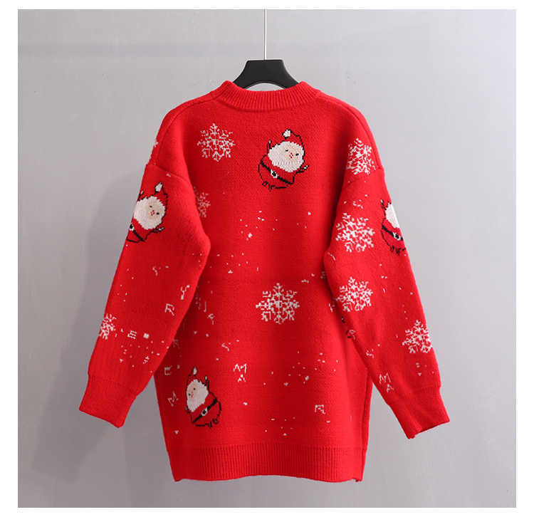H.SA Christmas Sweater for Women Winter Knit Jumpers Long Sleeve Knitwear Oversized Pull Femme Thick Warm Snowman Sweater 210716