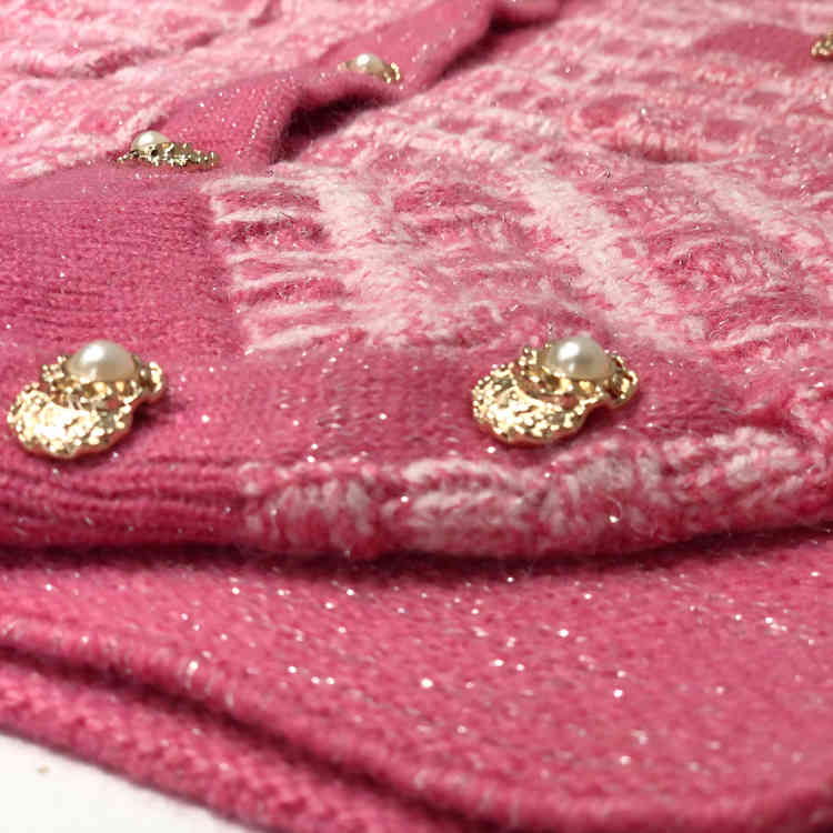 Spring Autumn Elegant Women Pink O-Neck Knitted Cardigans Single-Breasted Slim Chic Sweater Female Tops 210519