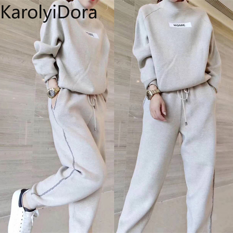 Womens sets 2021 autumn winter Woolen and Cashmere Knitted warm Suit O collar Sweater + Harem pants loose style two-piece sets, Black
Womens sets 2021 autumn winter Woolen and Cashmere Knitted warm Suit O collar Sweater + Harem pants loose style two-piece sets, Black