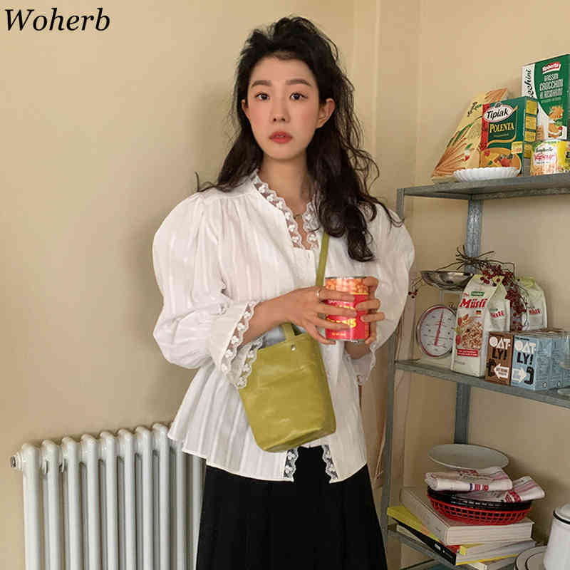 Two Piece Set Women Lace Patchwork White Shirt + Loose Pocket Denim Vest Maxi Dress Korean Chic Suit 2 Sets 210519