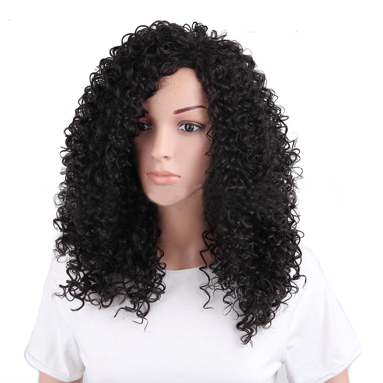 Fashion New Hairstyle Kinky High temperature Fiber wigs Synthetic Wave Hair Medium Long Hair