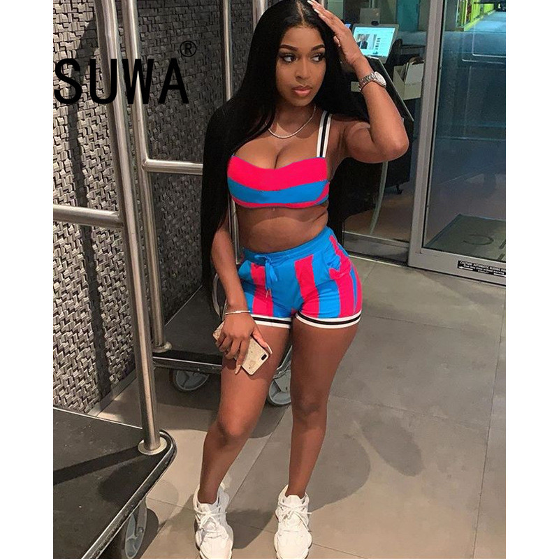 Sexy Tracksuit Two Piece Short Sets For Women Striped Tank Crop Top + Biker Pants Summer Evening Party Club Festival Clothing 210525, Yellow
Sexy Tracksuit Two Piece Short Sets For Women Striped Tank Crop Top + Biker Pants Summer Evening Party Club Festival Clothing 210525, Yellow