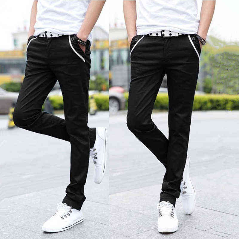 Wholesale fashion spring Summer Casual black White street wear twill trousers men pontallon homme Skinny Pencil pants 211111