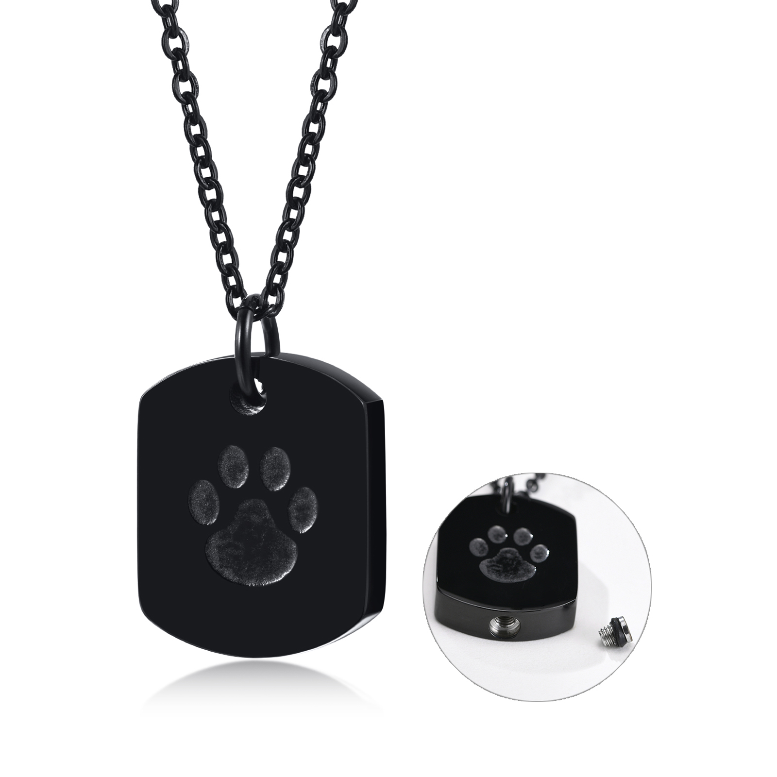 Dog Cremation Urn Necklace in Stainless Steel Dog Paw Pendants Urn Jewelry Urns for Pet Ashes