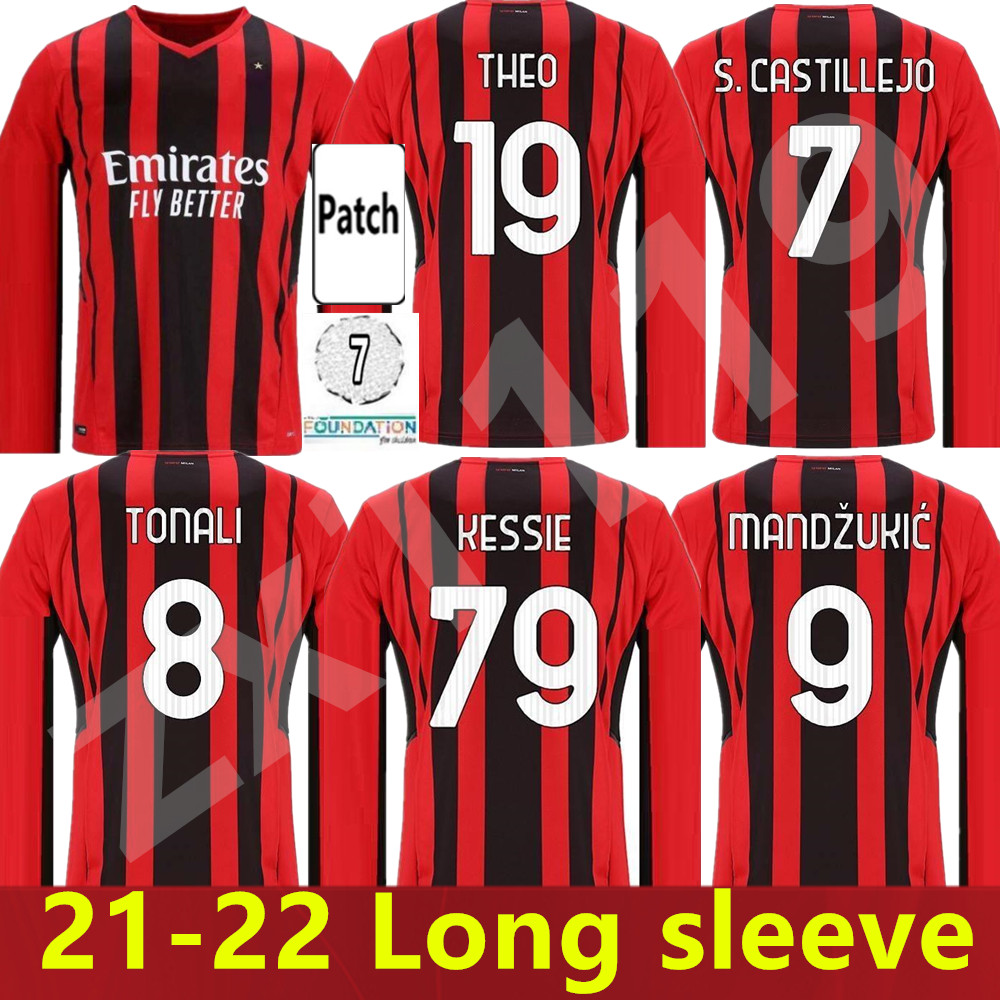 AC milan Long sleeve 21 22 soccer jersey IBRAHIMOVIC BRAHIM BENNACER KESSIE ROMAGNOLI CALHANOGLU 2021 2022 football shirt TONALI REBIC maillot adult men, Home+patch
AC milan Long sleeve 21 22 soccer jersey IBRAHIMOVIC BRAHIM BENNACER KESSIE ROMAGNOLI CALHANOGLU 2021 2022 football shirt TONALI REBIC maillot adult men, Home+patch