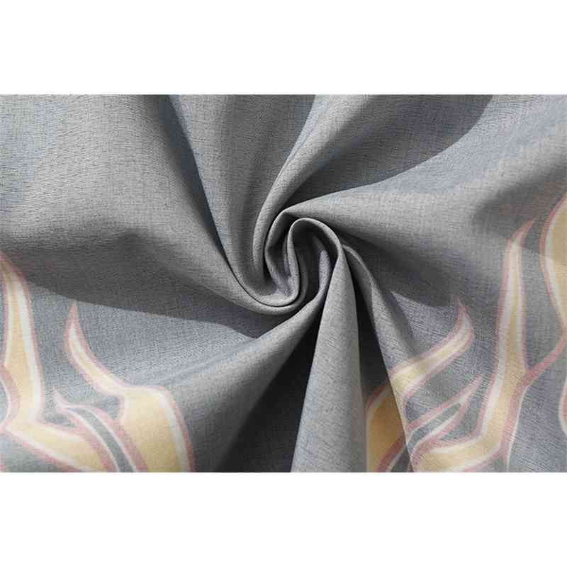 Chic Girls Harajuku 3D Flame Printed Shirts Lapel Loose Blouses Short-sleeved Cardigan Single-breasted Tops Streetwear 210519