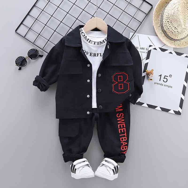 Baby Boys Clothing Sets Kids 3PCS Coat T-shirt Pants Children Corduroy Autumn Winter Long Sleeve Outfits 210508