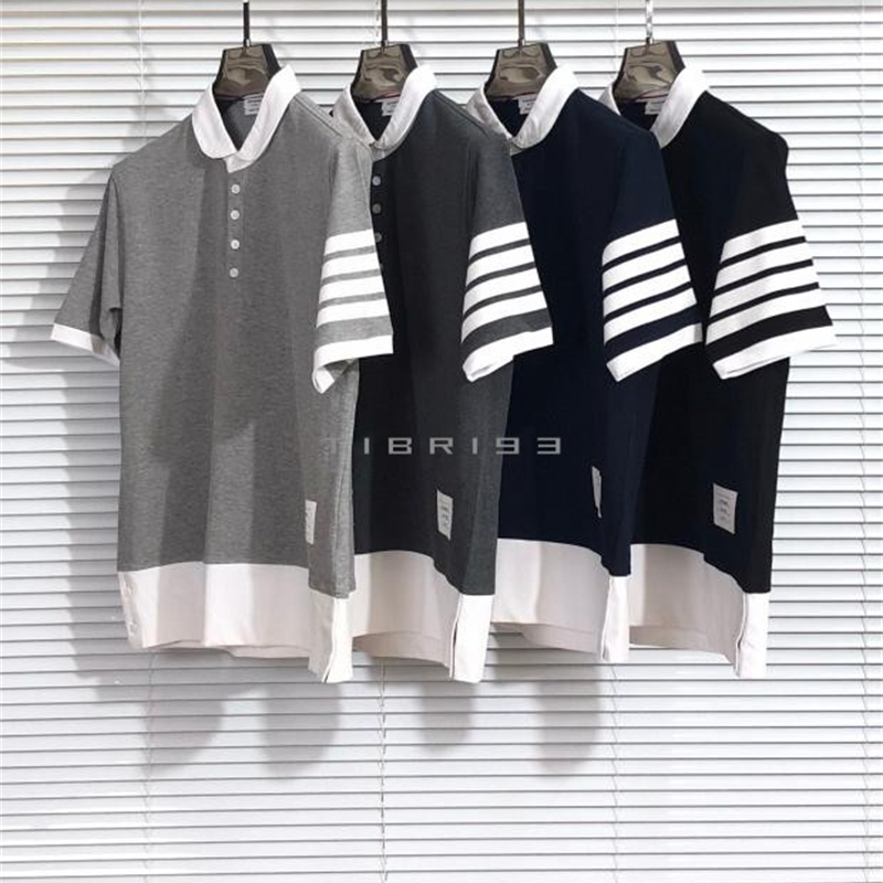 New trend short polo shirt fashion brand men's and women's couple summer top TB four bar half sleeve T-shirt, Light gray
New trend short polo shirt fashion brand men's and women's couple summer top TB four bar half sleeve T-shirt, Light gray