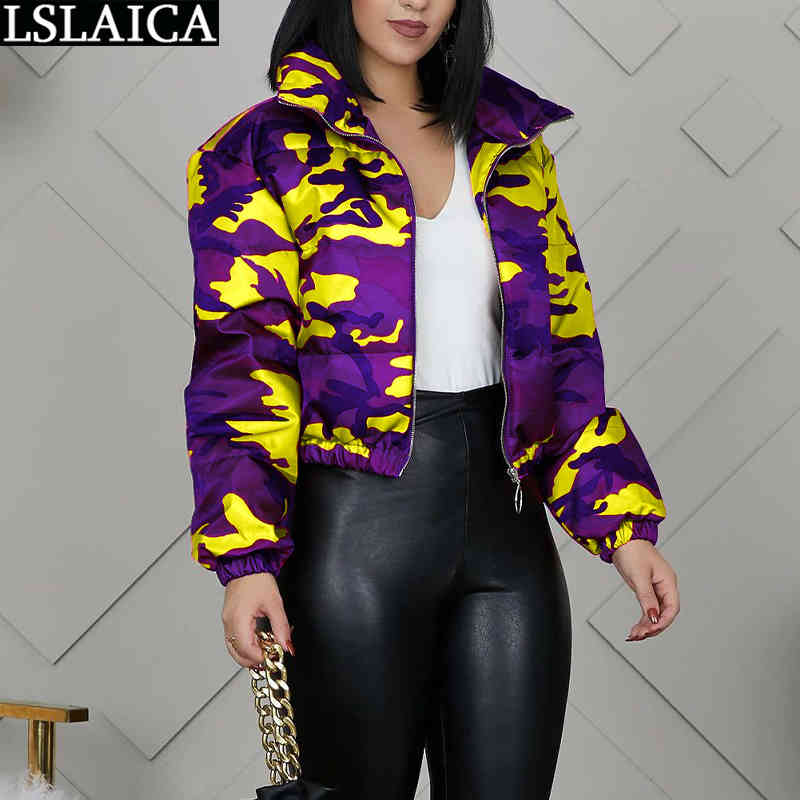 Arrival Ladies Toppies Long Sleeve Camouflage Print Winter Warm Coat Women Turn-down Collar Casual Fashion Jackets for 210515