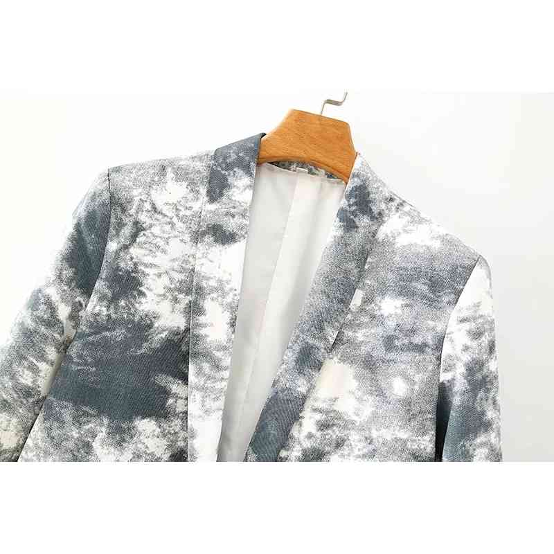 vintage women elegant tie dye long blazers fashion ladies stylish notched collar suit jacket female chic girls 210430