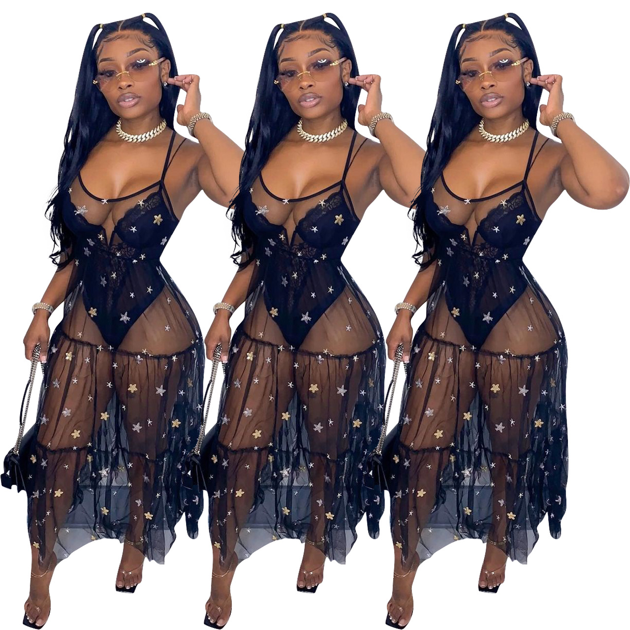 Women Mesh See Through Dress 2021 Summer Sequins Print Sexy Lady Spaghetti Strap Sleeveless Solid Bodycon Ankle Length Dresses, Black;gray
Women Mesh See Through Dress 2021 Summer Sequins Print Sexy Lady Spaghetti Strap Sleeveless Solid Bodycon Ankle Length Dresses, Black;gray