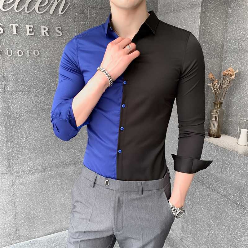 Autumn Men Shirts Patchwork Slim Fit Long Sleeve Casual Shirt Formal Business Dress Shirts Streetwear Camisas Para Hombre 210527, White
Autumn Men Shirts Patchwork Slim Fit Long Sleeve Casual Shirt Formal Business Dress Shirts Streetwear Camisas Para Hombre 210527, White