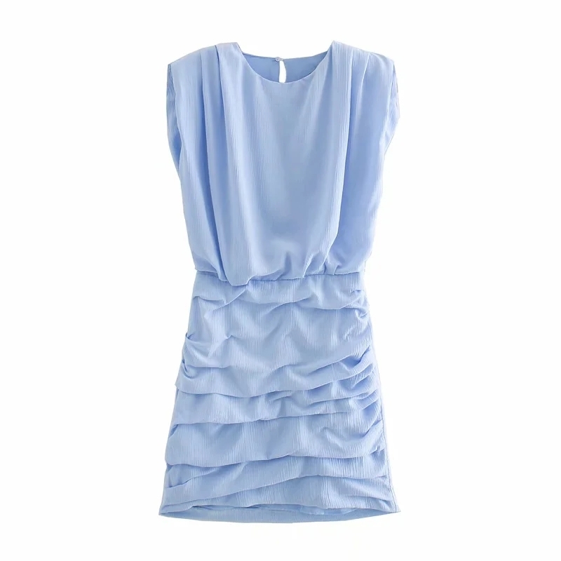 elegant women mid dresses summer fashion female casual blue office ladies slim girls o neck 210430