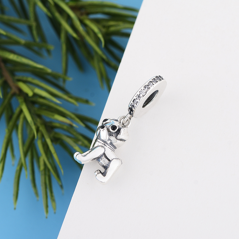 Fit Original Charm Bracelet Authentic 925 Sterling Silver Pets 3D Dog I Love My Pug Bead For Making Berloque DIY