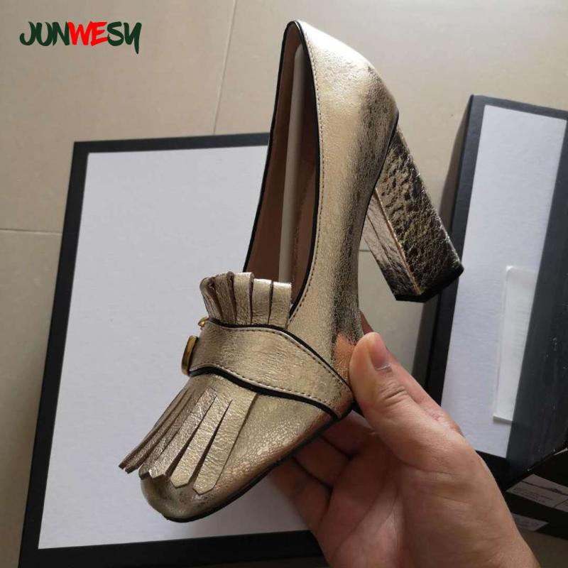 Dress Shoes Heeled Gold Leather 2021 Loafer-Style Pump Women Pointed Toe Chunky Heels Elegant Ladies Shallow Woman Metal Buckle Pumps
Dress Shoes Heeled Gold Leather 2021 Loafer-Style Pump Women Pointed Toe Chunky Heels Elegant Ladies Shallow Woman Metal Buckle Pumps