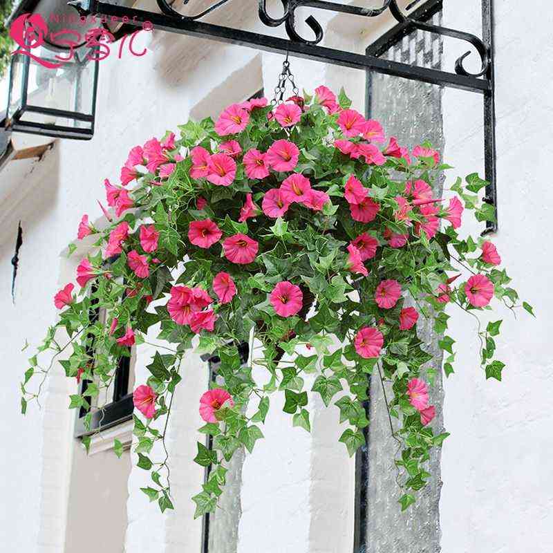 65Cm Hanging Basket Artificial Morning Glory Flower Pots Decorative Manma Petunia Orchid Flowers Home Decor Wedding Decoration 2117128186