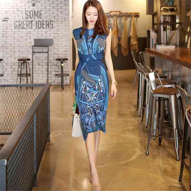 Vintage Print Sexy Sheath Bodycon Pencil Dress Summer OL Business Casual-Knee-length Fitted Vestidos Female 210603, Picture color
Vintage Print Sexy Sheath Bodycon Pencil Dress Summer OL Business Casual-Knee-length Fitted Vestidos Female 210603, Picture color