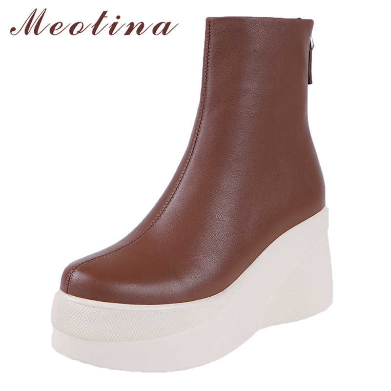 Meotina Winter Ankle Boots Women Natural Genuine Leather Platform Wedge Heel Short Boots Zip Super High Heel Shoes Lady Fall 39 210608, Black synthetic lini
Meotina Winter Ankle Boots Women Natural Genuine Leather Platform Wedge Heel Short Boots Zip Super High Heel Shoes Lady Fall 39 210608, Black synthetic lini
