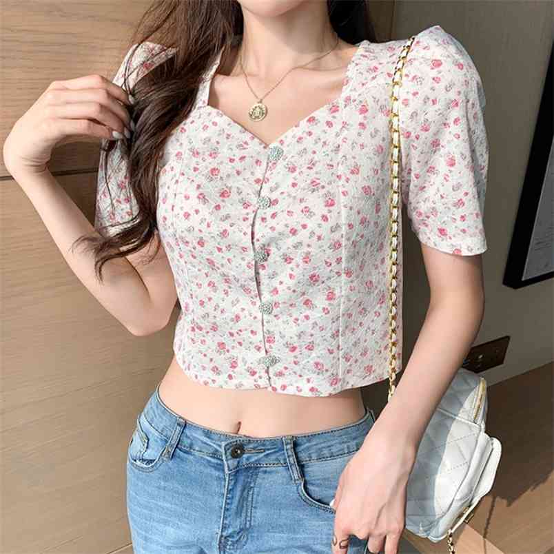 Korean Summer Fashion Sweet Flowers Print Blouses Women Temperament Square Neck Puff Sleeve Short Shirt Tops Female Blusas 210519, Photo color
Korean Summer Fashion Sweet Flowers Print Blouses Women Temperament Square Neck Puff Sleeve Short Shirt Tops Female Blusas 210519, Photo color