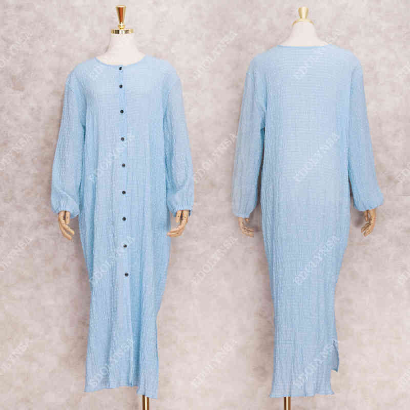 Elegant Bikini Cover-ups Sexy Button Frony Open Long Sleeve Summer Beach Dress Women Wear Swim Suit Cover Up Q1253 210420
