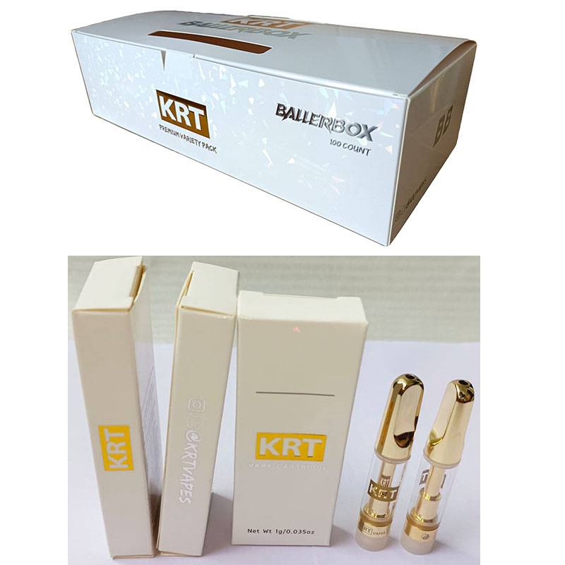 KRT Premium Vape Cartridge .8ml Tank Ceramic Coil Atomizers Gold Top Empty Electronic cigarettes Cartridges 510 Thread carts With Packaging Box
KRT Premium Vape Cartridge .8ml Tank Ceramic Coil Atomizers Gold Top Empty Electronic cigarettes Cartridges 510 Thread carts With Packaging Box