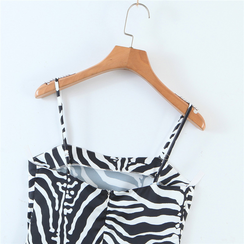 SUmmer Fashion All-match Zebra Print Suspender Dress High Waist Slim Beach Bag Hip Short Mini For Woman 210514
