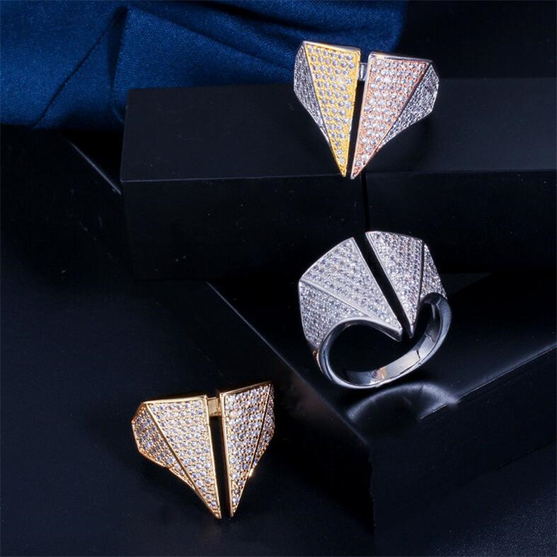 Choucong Brand Cocktail Top Sell Luxury Jewelry 18K Gold Fill Pave White Sapphire CZ Diamond Gemstones Handmade Party Women Wedding Engagement Adjusta