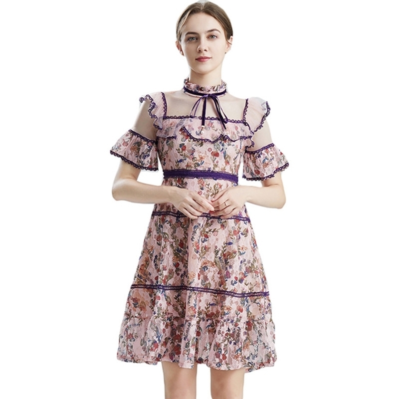 Top Quality Dress Summer Women Stand Collar Sexy Sheer Mesh Patchwork Beautiful Flowers Print Flare Sleeve Party 210525, Blue
Top Quality Dress Summer Women Stand Collar Sexy Sheer Mesh Patchwork Beautiful Flowers Print Flare Sleeve Party 210525, Blue