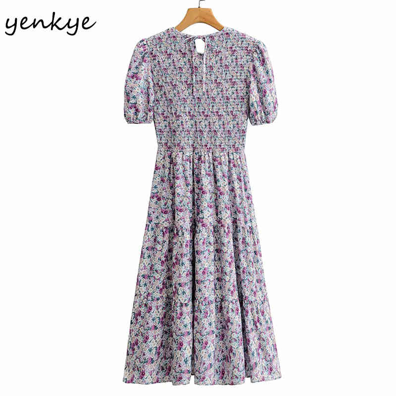 Summer Women Multicolor Floral Print Dress Female Short Sleeve O Neck Holiday Casual Long Boho Vestido 210430