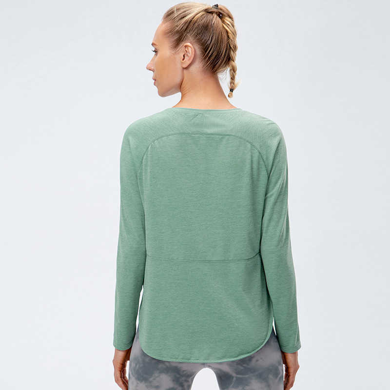 Women's autumn winter yoga outfits tops clothes loose and thin running sports long sleeve T-shirt fast drying breathable training fitness Shirt