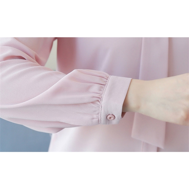 fashion autumn women blouse Korean style collar snow chiffon office lady long puff sleeve blusa 0902 40 210506