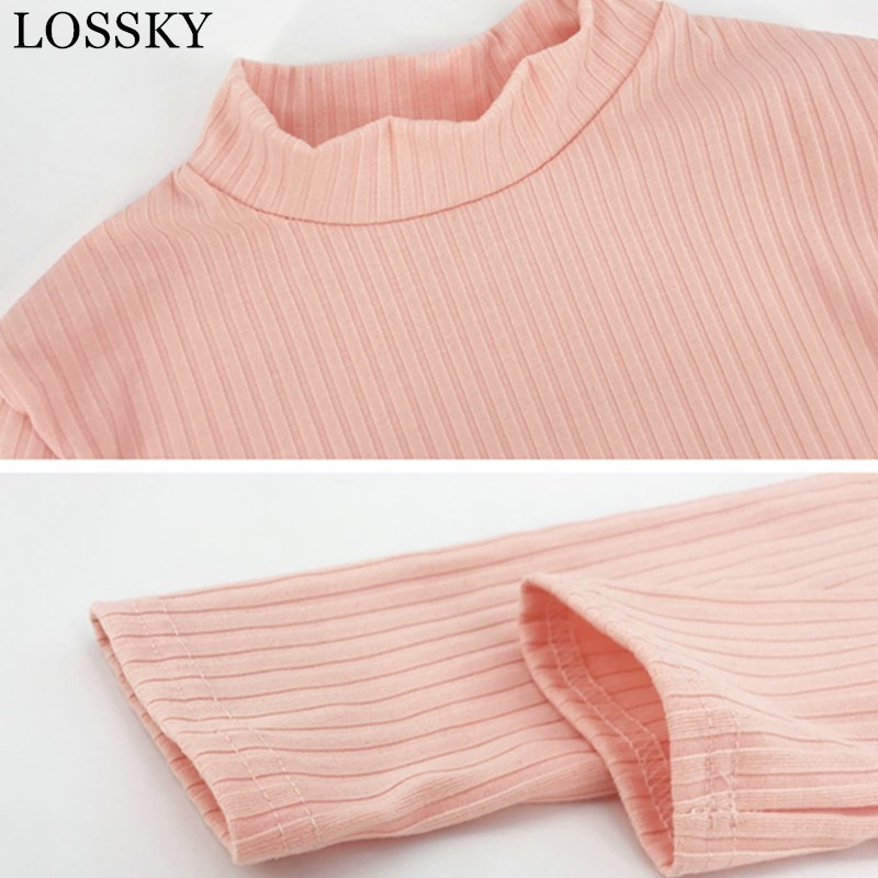 Autumn Winter Solid Crop Top Sexy Lace Patchwork Turtleneck Long Sleeve Bodycon Club Party Women's T-shirt White Black Tee 210507