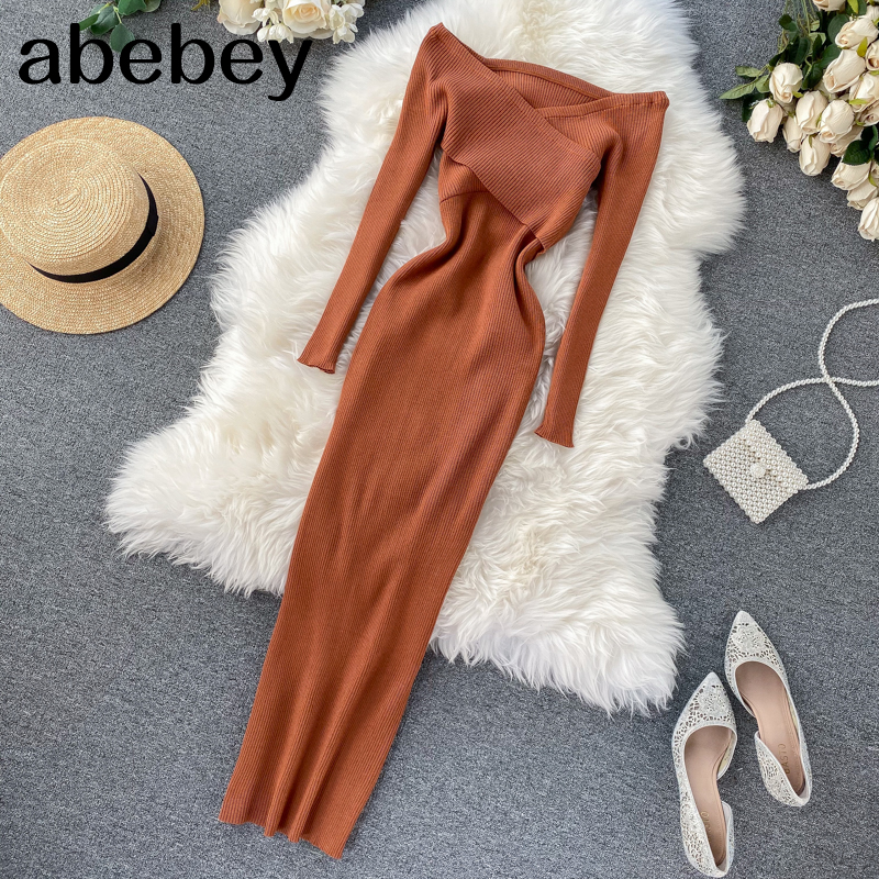 slim 2021 off shoulder cross criss autumn knit sweater midi long dress bodycon party winter women casual elegant vestidos, Black;gray
slim 2021 off shoulder cross criss autumn knit sweater midi long dress bodycon party winter women casual elegant vestidos, Black;gray