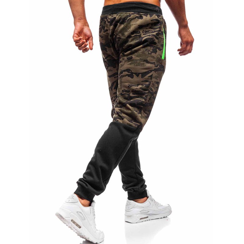Fashion Men's Jogging Pants Casual Stretch Slim Fashion Sports Trousers Color Zipper Pocket Trousers