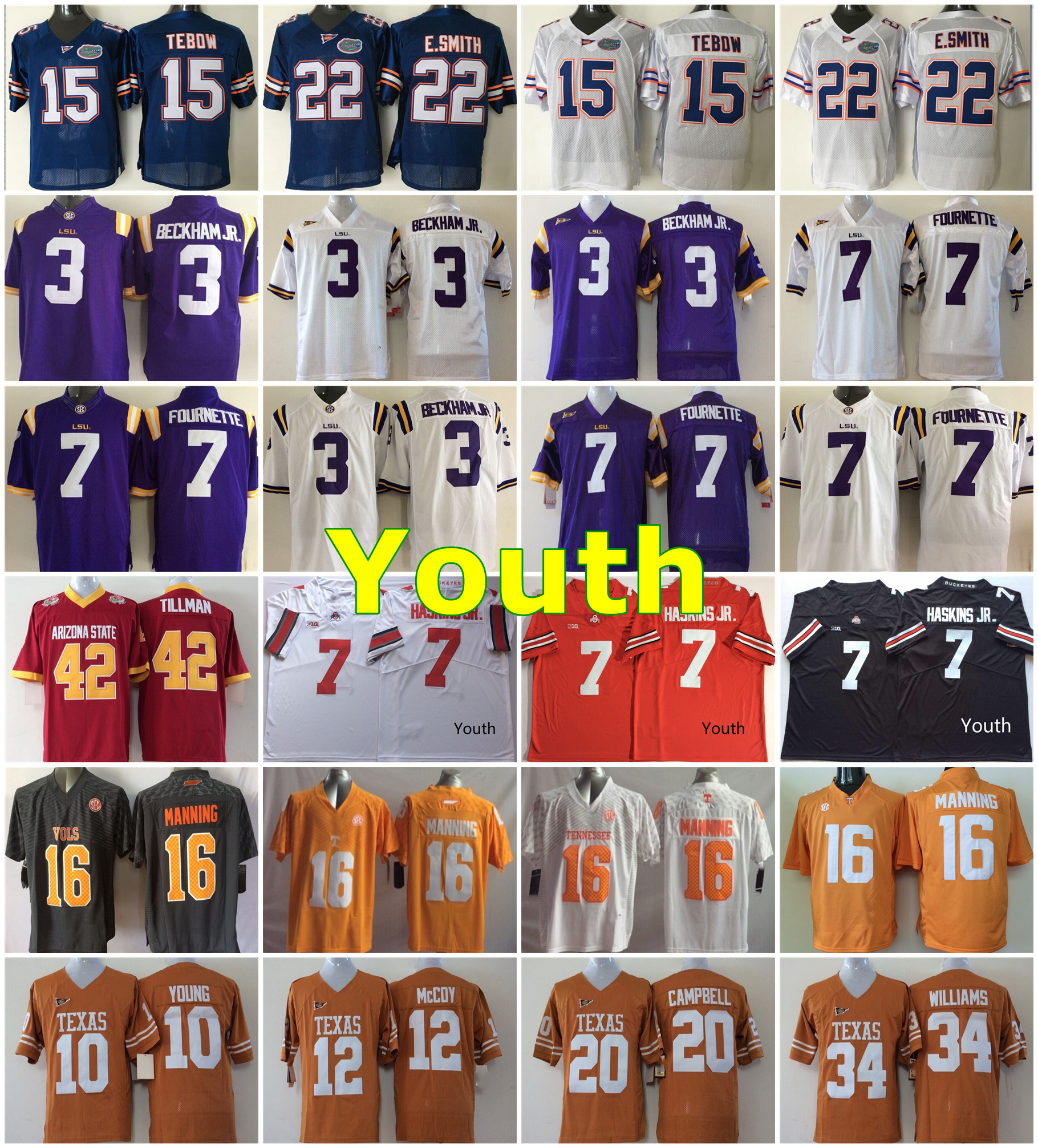 NCAA America Football Jerseys Youth Florida Gators Jersey 15 Tim Tebow 22 Emmitt Smith LSU Tigers 3 Odell Beckham Jr 7 Leonard Fournette Sti, Black
NCAA America Football Jerseys Youth Florida Gators Jersey 15 Tim Tebow 22 Emmitt Smith LSU Tigers 3 Odell Beckham Jr 7 Leonard Fournette Sti, Black