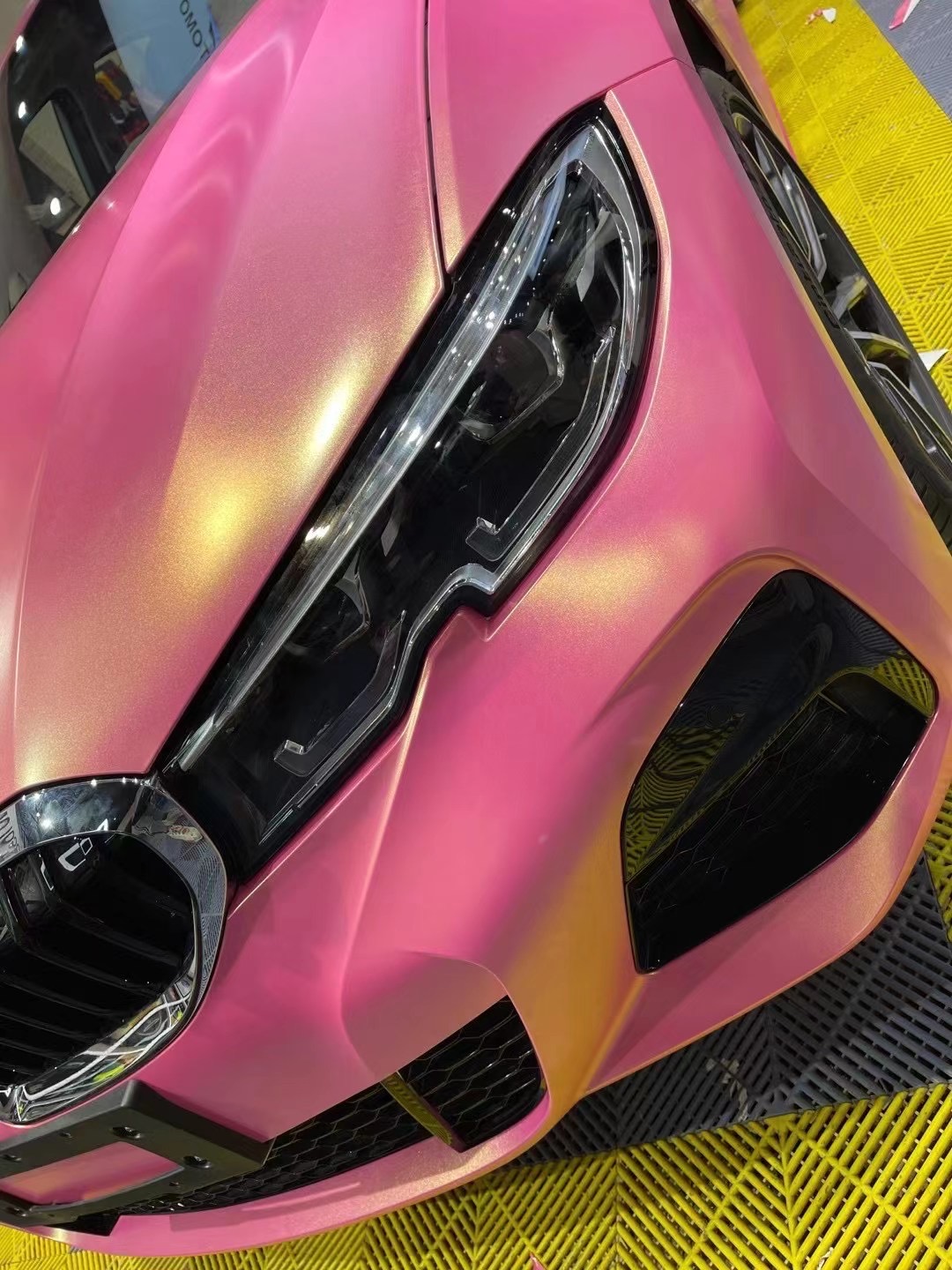 diamond Pink gold matte metallic color flow Vinyl Car Wrap Film air bubble Free For Vehicle Graphics Covers foil coating size 1.52x18m Roll low tack g