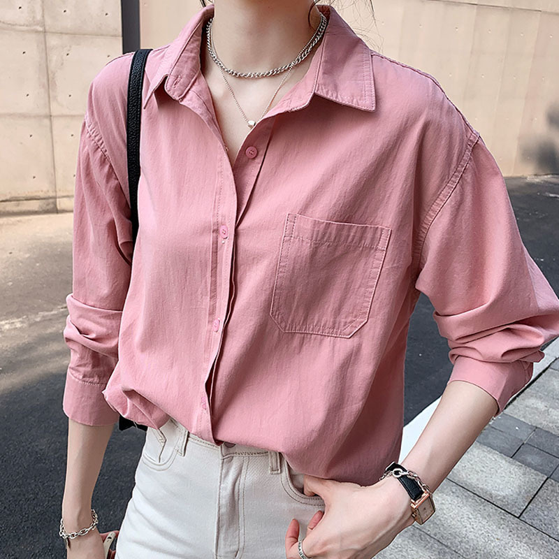 White Shirt Women Spring Korean Simple Long Sleeve Bottomed Single Breasted Wild Women's Blouse Plus Size 4XL 13055 210427