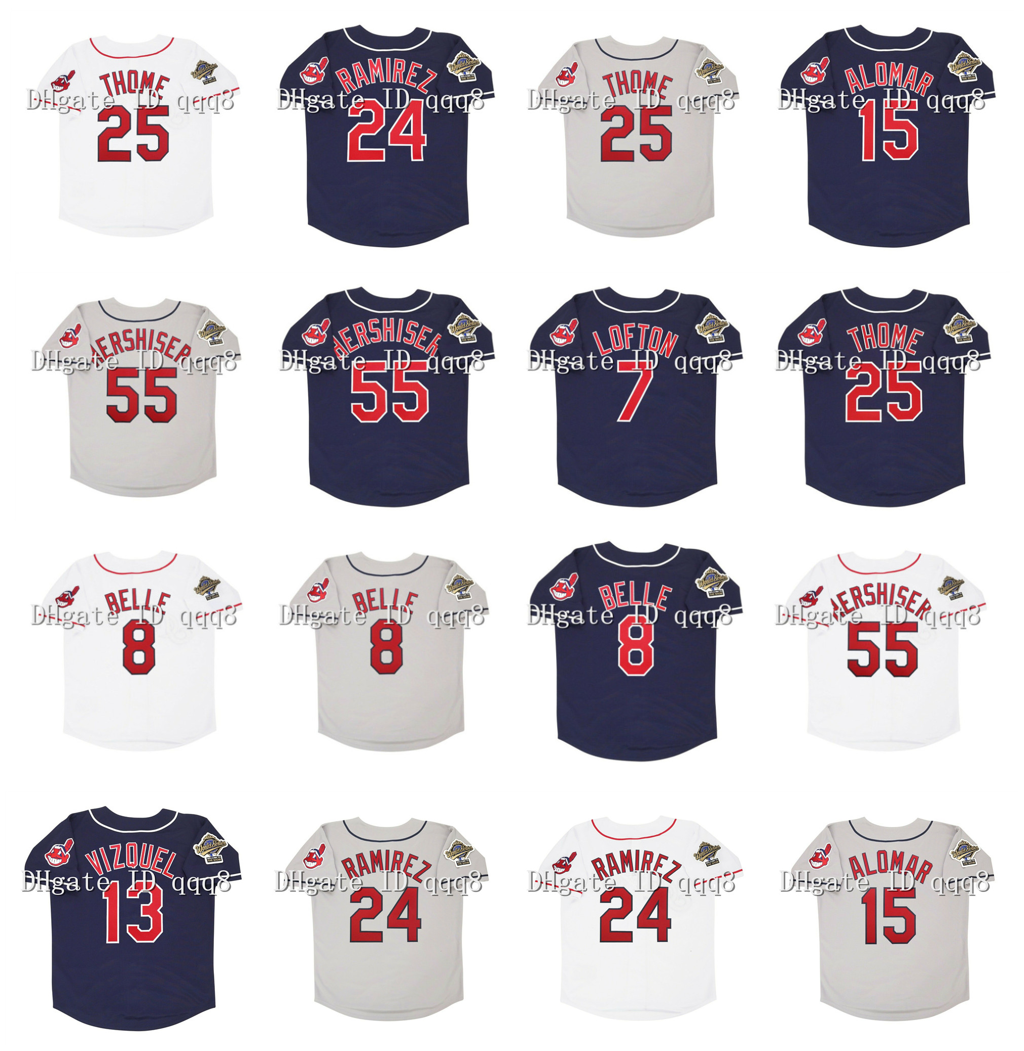 Vintage 1995 Cleveland Baseball Jersey 25 Jim Thome 24 Manny Ramirez 7 Kenny Lofton 8 Albert Belle 55 Orel Hershiser 15 Sandy Alomar 13 Omar, Blue;black
Vintage 1995 Cleveland Baseball Jersey 25 Jim Thome 24 Manny Ramirez 7 Kenny Lofton 8 Albert Belle 55 Orel Hershiser 15 Sandy Alomar 13 Omar, Blue;black