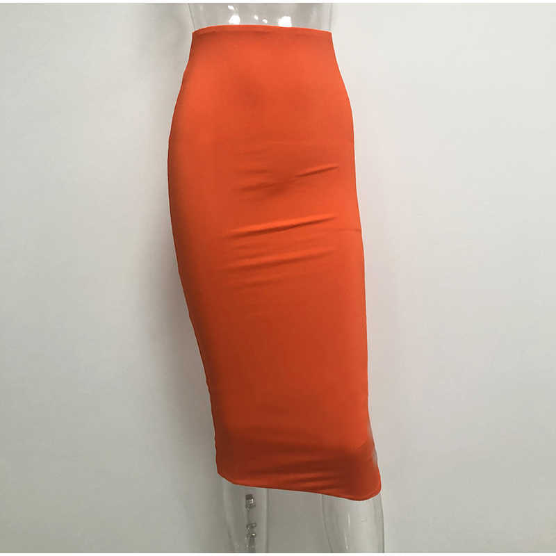 Colysmo 2 Layers High Waist Stretch Pencil Midi Skirt Women Elegant White Long s Candy Colors Cotton Casual Gray 210527