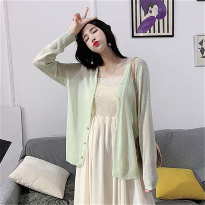 Women's Knits & Tees Cardigans Women Thin Summer Solid Sunscreen Casual See-through Long Sleeve Knitted Sweaters Womens Simple Loose Korean, White
Women's Knits & Tees Cardigans Women Thin Summer Solid Sunscreen Casual See-through Long Sleeve Knitted Sweaters Womens Simple Loose Korean, White