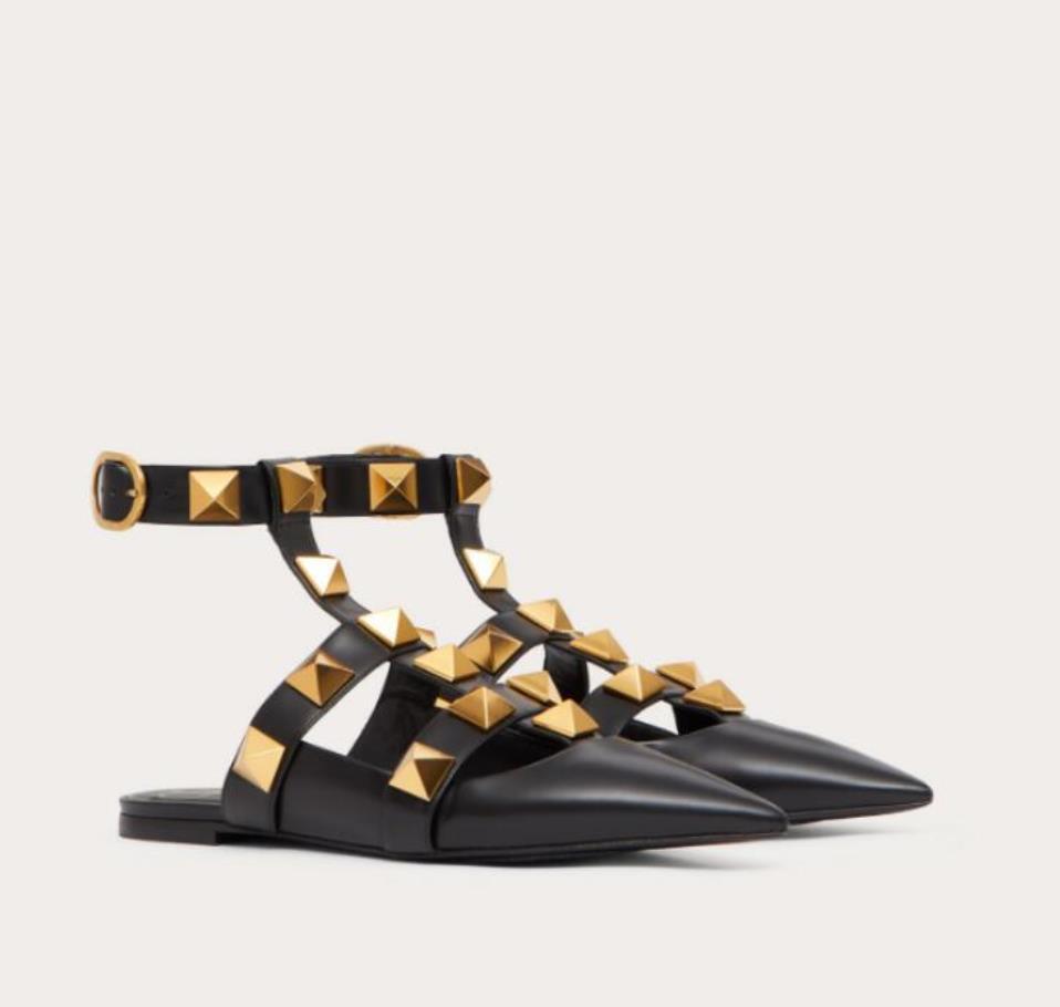 Summer Women Party Shoe Ballerines louflat Roman Stud Ballet Flat Calfskin With Straps Rock Studded Lady Ankle Strap Studs Luxury Designer O, Black
Summer Women Party Shoe Ballerines louflat Roman Stud Ballet Flat Calfskin With Straps Rock Studded Lady Ankle Strap Studs Luxury Designer O, Black